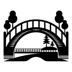 River Bridge Silhouette Scene