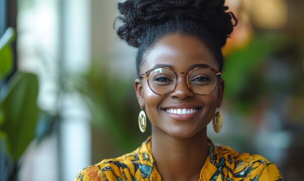 Inclusive image of a happy smiling Black African American disabled office LGBTQ+ colleague in a wheelchair, representing the diversity and inclusivity of modern workspaces, Generative AI