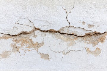 Obraz premium Cracked, weathered white wall