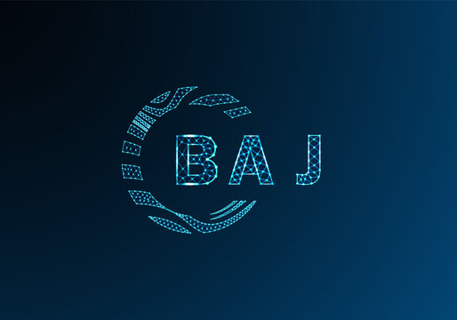 BAJ low poly letter logo vector design. BAJ lower poly logo design. BAJ unique low poly logo design.