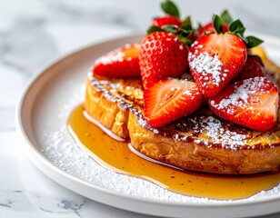 Strawberry French Toast with Fresh Berries and Syrup