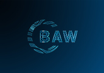 BAW low poly letter logo vector design. BAW lower poly logo design. BAW unique low poly logo design.