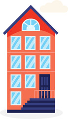 vector illustration of a blue and orange house