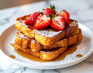 Strawberry French Toast with Fresh Berries and Syrup