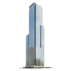 Obraz premium Modern glass skyscraper building with reflective windows and rectangular shape isolated on transparency background, showcasing urban architecture and cityscape design