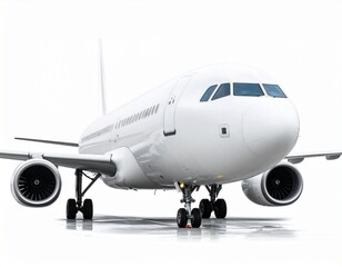 Obraz premium Front View of a White Commercial Airplane
