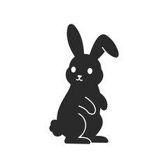 Obraz premium Silhouette of a standing cartoon bunny rabbit with cute features on white background