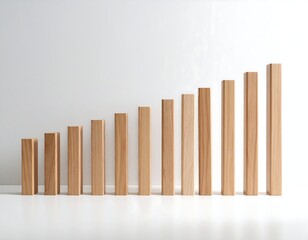 Obraz premium Ascending wooden blocks on white background