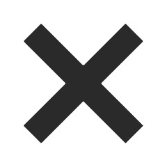 Fototapeta premium Black minimalist cross symbol on white background