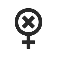 Obraz premium Female gender symbol with cross inside on white background