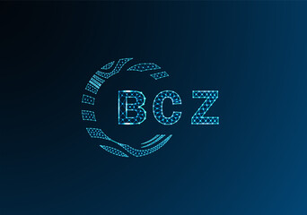 BCZ low poly letter logo vector design. BCZ lower poly logo design. BCZ unique low poly logo design.