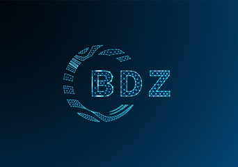 BDZ low poly letter logo vector design. BDZ lower poly logo design. BDZ unique low poly logo design.