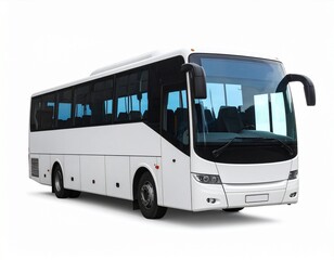 Modern White Tour Bus on a White Background