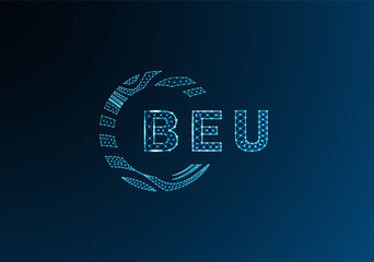 BEU low poly letter logo vector design. BEU lower poly logo design. BEU unique low poly logo design.