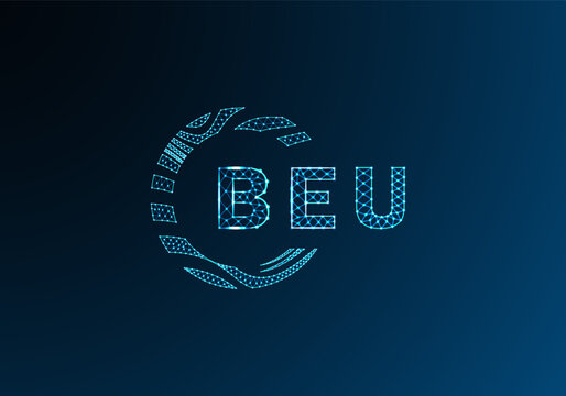BEU low poly letter logo vector design. BEU lower poly logo design. BEU unique low poly logo design.