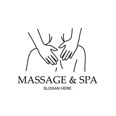 Fototapeta premium Hands Massage Logo, Flat Design Logo of Two Hands Massaging Shoulders