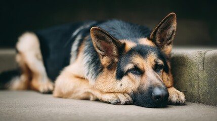 Tired German Shepherd Dog Resting | Canine Portrait