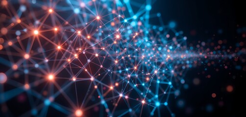 Fototapeta premium Abstract visualization of interconnected glowing nodes representing digital communication networks