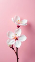 Delicate white blossoms on a soft pink backdrop, bloom, serene, vibrant