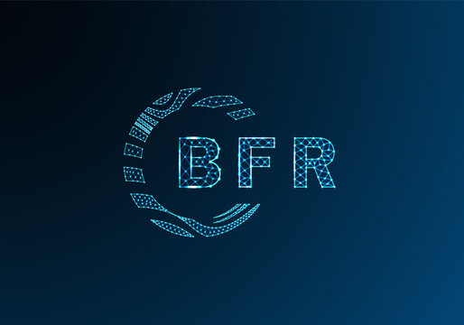 BFR low poly letter logo vector design. BFR lower poly logo design. BFR unique low poly logo design.