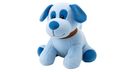 Fototapeta premium Blue plush puppy dog toy for kids children soft stuffed animal cuddly pet for boys and girls birthday gift on transparent background