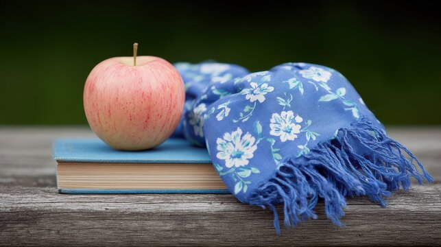 Apple Book Scarf Still Life | Autumn Reading Aesthetic - Powered by Adobe