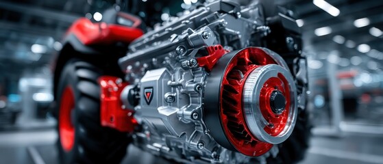 Fototapeta premium Close-up tractor engine