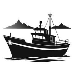 Silhouette Fishing Boat at Sea