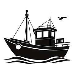 Silhouette Fishing Boat at Sea