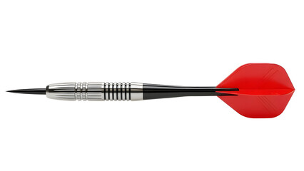 Darts equipment single dart isolated professional steel tip dart red flight for dartboard game sport 100 characters on transparent background