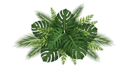 Lush Tropical Leaves Bouquet Dark Background