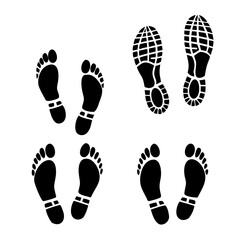 Set Of Human Footprints Differents Shoes
