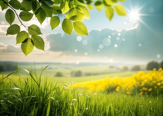 summer landscape with green grass