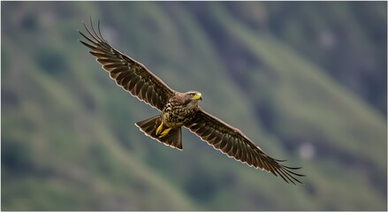 Obraz premium Flores Hawk Eagle in Flight Portrait Nisaetus floris Indonesia