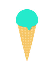 アイスクリーム　ミント　コーン　アイス　イラスト