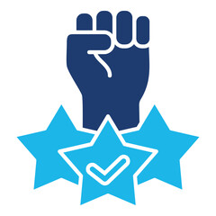 Independent Icon In Blue Monochrome Flat Design, Vector Illustration