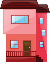 vector illustration of a pink and brown house