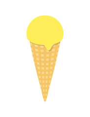アイスクリーム　レモン　コーン　アイス　イラスト