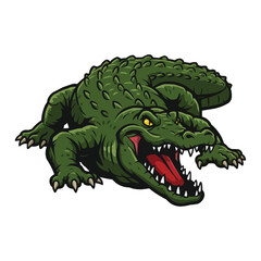Obraz premium Aggressive Alligator Illustration with Open Mouth