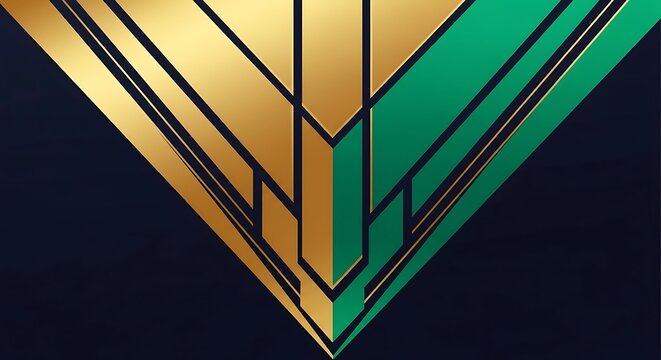 Geometric pattern in art deco style with gold and green color for elegant design