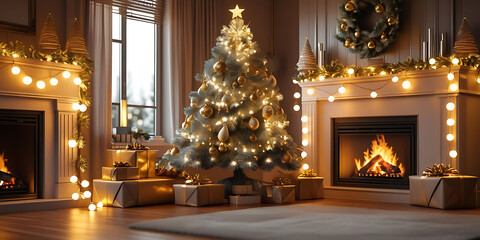 Obraz premium Elegant Cozy Christmas Living Room