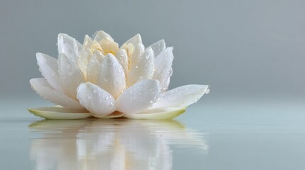 Premium Serene Lotus Flower with Water Droplets for Psychic Day and Summer Solstice Wellness Campigns, Inspiring Millennial Mindfulness and Spiritual Growth