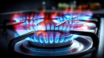 Close-up of gas stove burner