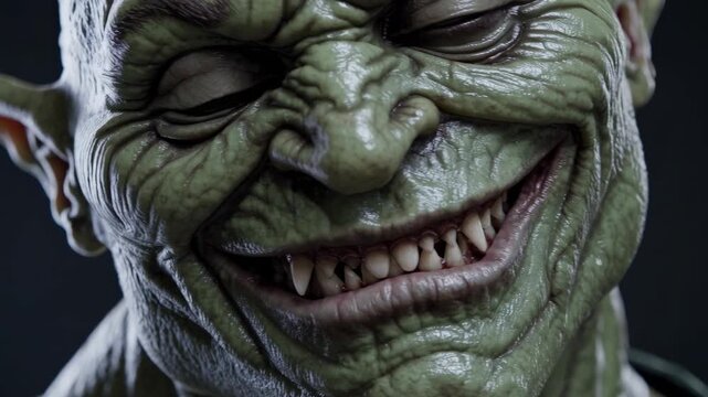 Wicked Grinning Goblin Closeup Video