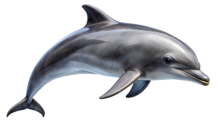 Beautiful dolphin isolated on transparent background, a marine mammal in the ocean