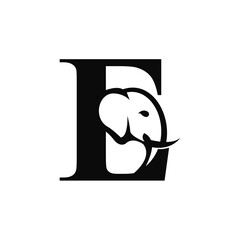 Letter E Elephant Logo Vector
