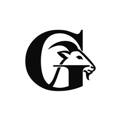 Letter G Goat Logo Vector