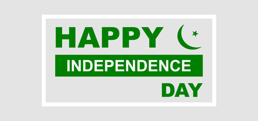 Happy Independence Day Pakistan with Crescent Moon and Star – Vector Text Design for Poster, Print, and Commercial Use