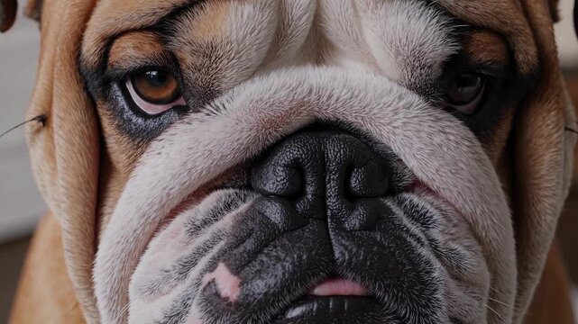 Closeup of Bulldog's Grumpy Face
