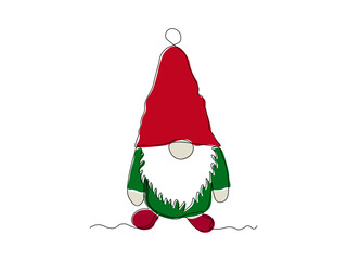 Abstract gnome, dwarf with a beard, continuous single line art drawing sketch, logo